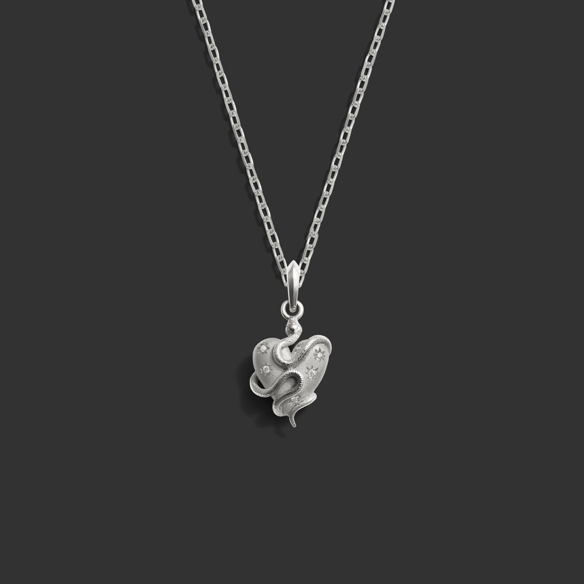 Awe Inspired Necklaces 14K White Gold / 16" Diamond Serpent Heart Necklace