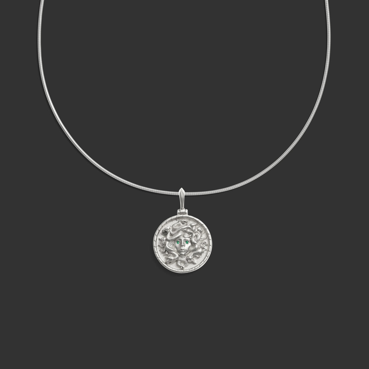 Awe Inspired Necklaces 14K White Gold / 16" Omega Collar Medusa Omega Necklace