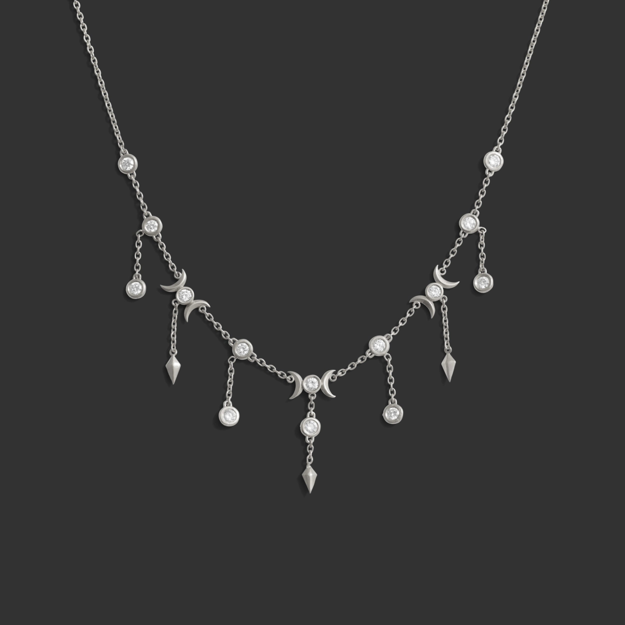 Awe Inspired Necklaces 14k White Gold Diamond Celestial Necklace