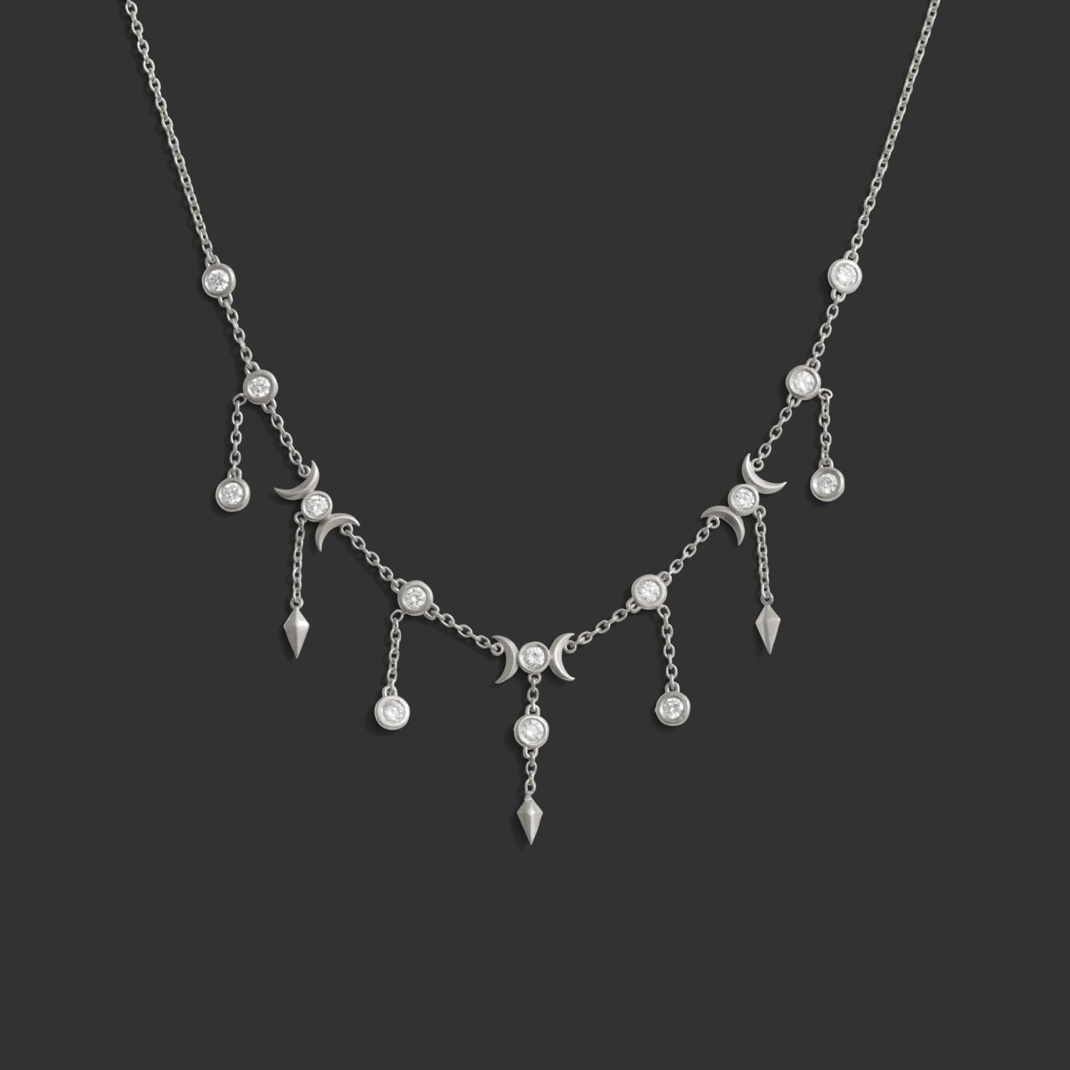 Awe Inspired Necklaces 14k White Gold Diamond Celestial Necklace