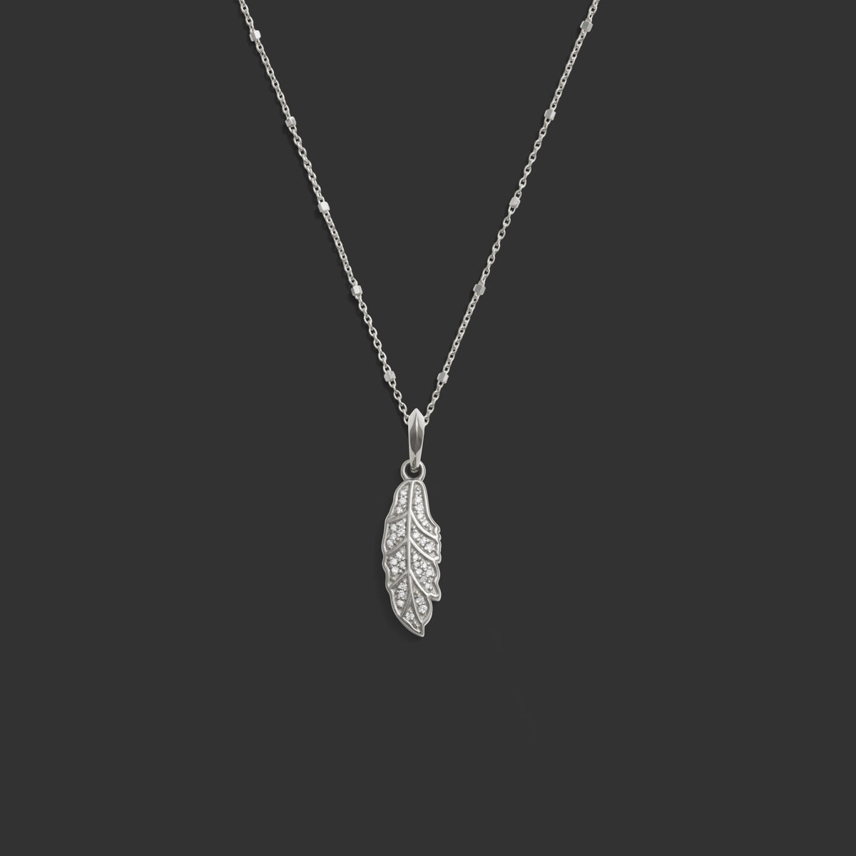 Awe Inspired Necklaces 14K Yellow Gold / 16" Diamond Feather Necklace