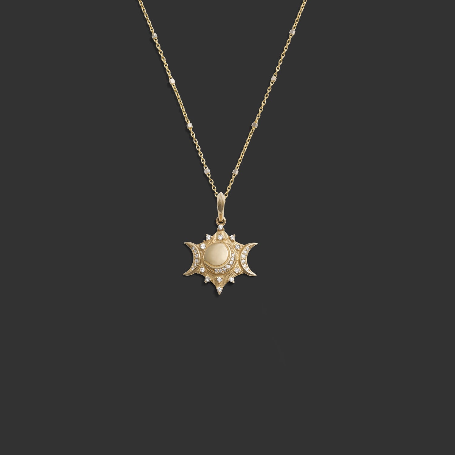 Awe Inspired Necklaces 14k Yellow Gold / 16" Diamond Triple Moon Necklace