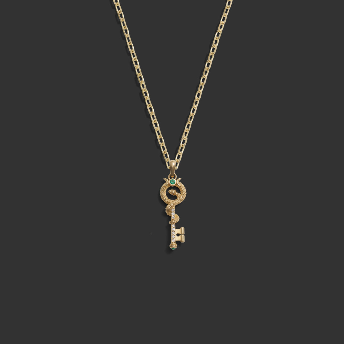 Awe Inspired Necklaces 14K Yellow Gold / 18" Emerald Key Necklace