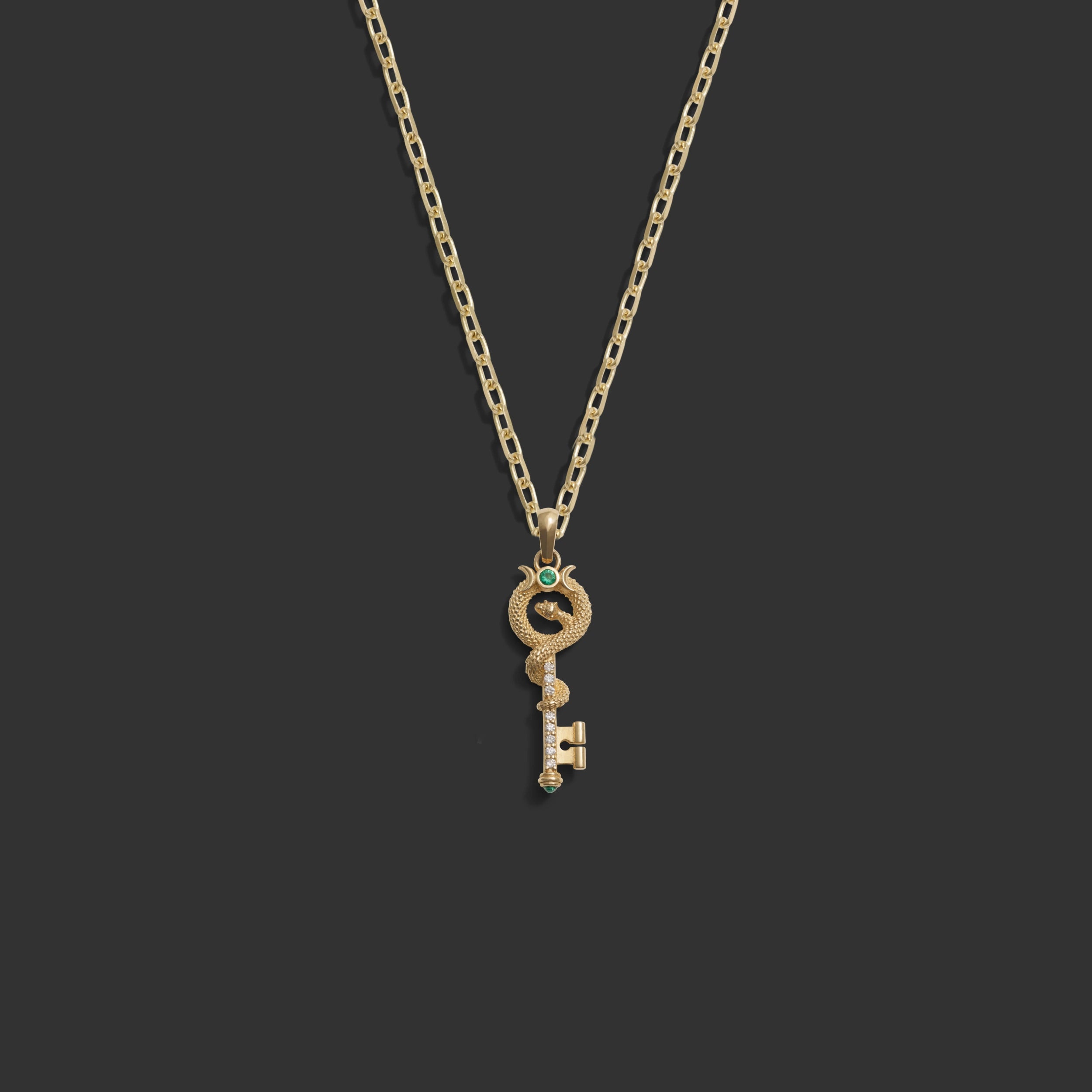 Awe Inspired Necklaces 14K Yellow Gold / 18" Emerald Key Necklace
