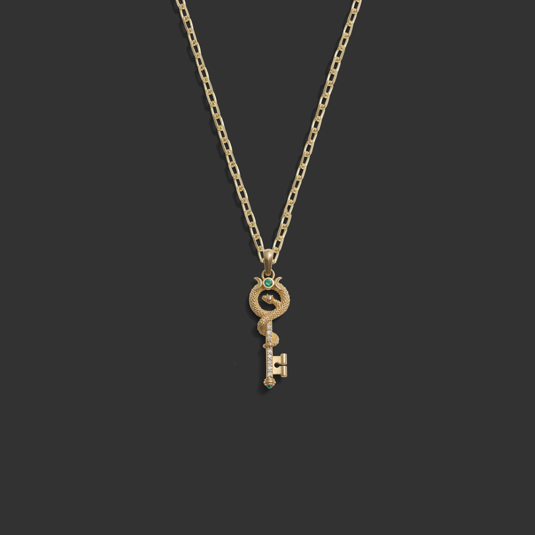 Awe Inspired Necklaces 14K Yellow Gold / 18" Emerald Key Necklace