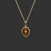 Awe Inspired Necklaces 14k Yellow Gold / 18" Rolo Chain Tiger's Eye Shield Necklace
