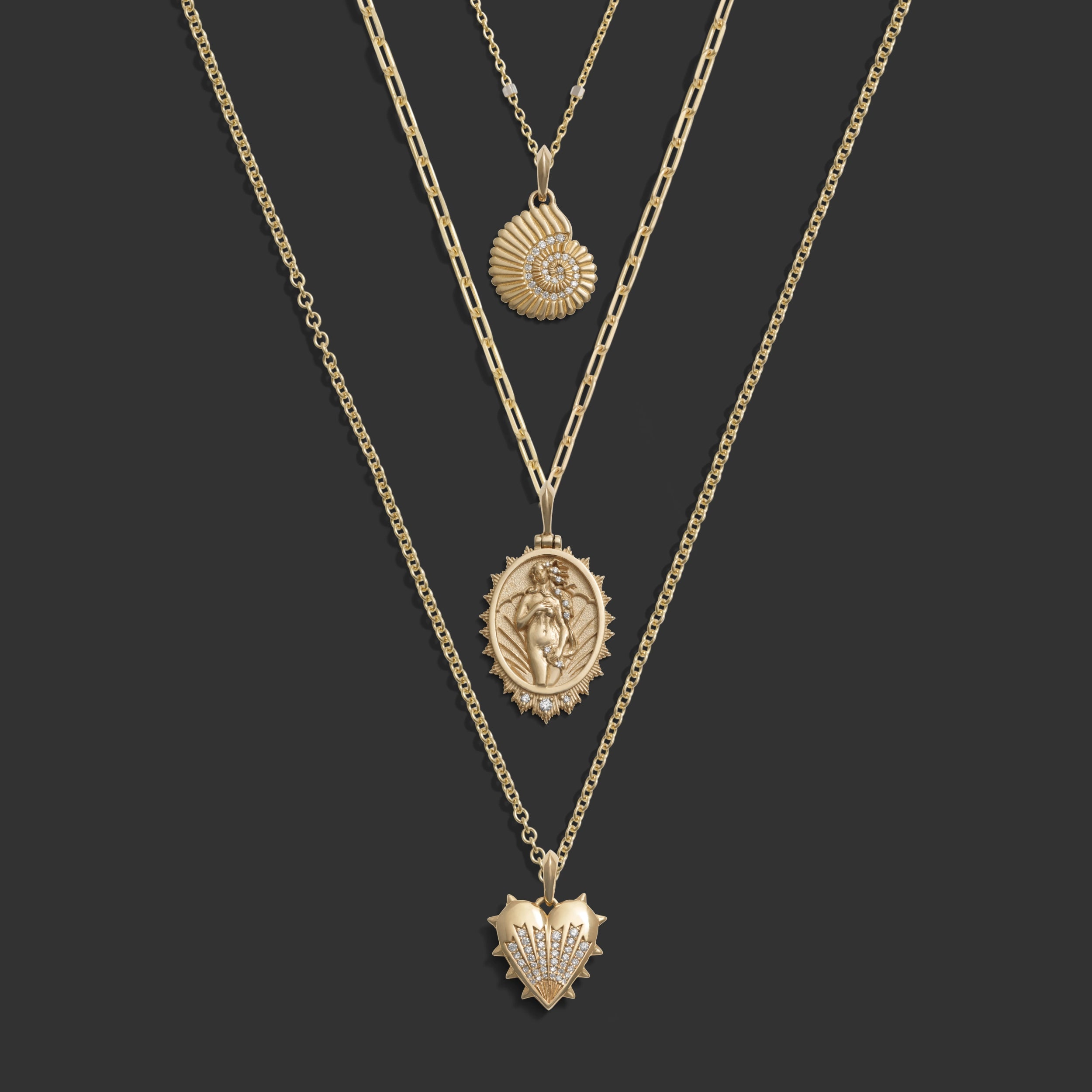 Awe Inspired Necklaces 14k Yellow Gold Aphrodite Necklace Set