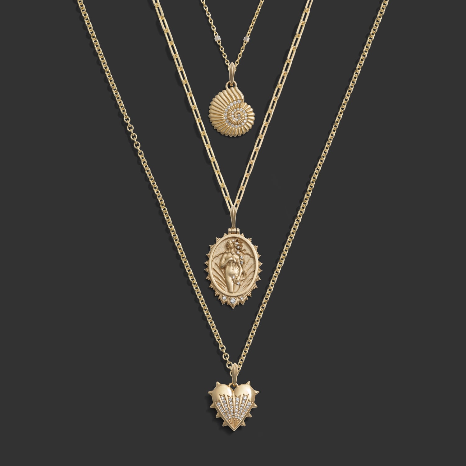 Awe Inspired Necklaces 14k Yellow Gold Aphrodite Necklace Set
