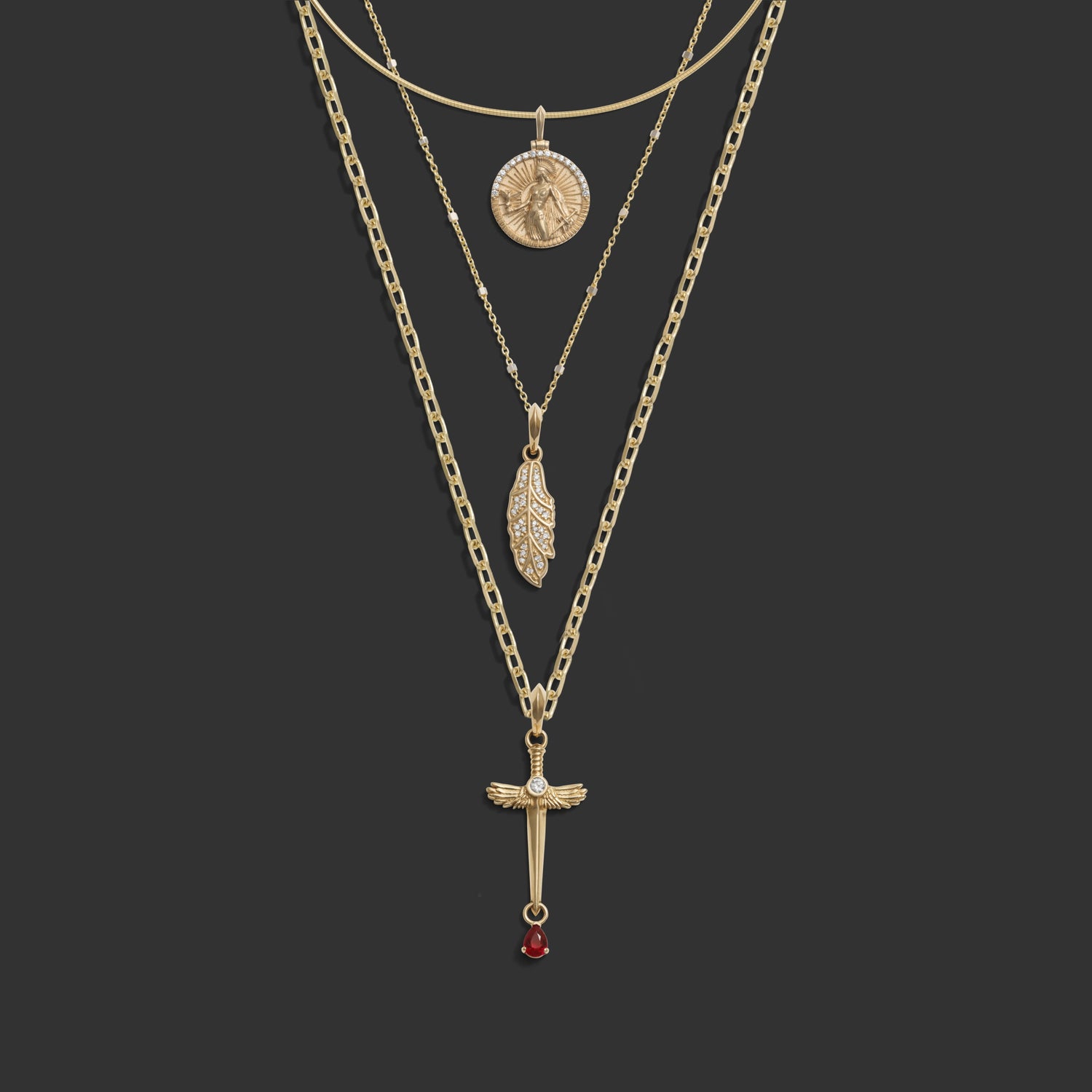 Awe Inspired Necklaces 14k Yellow Gold Athena SG Necklace Set