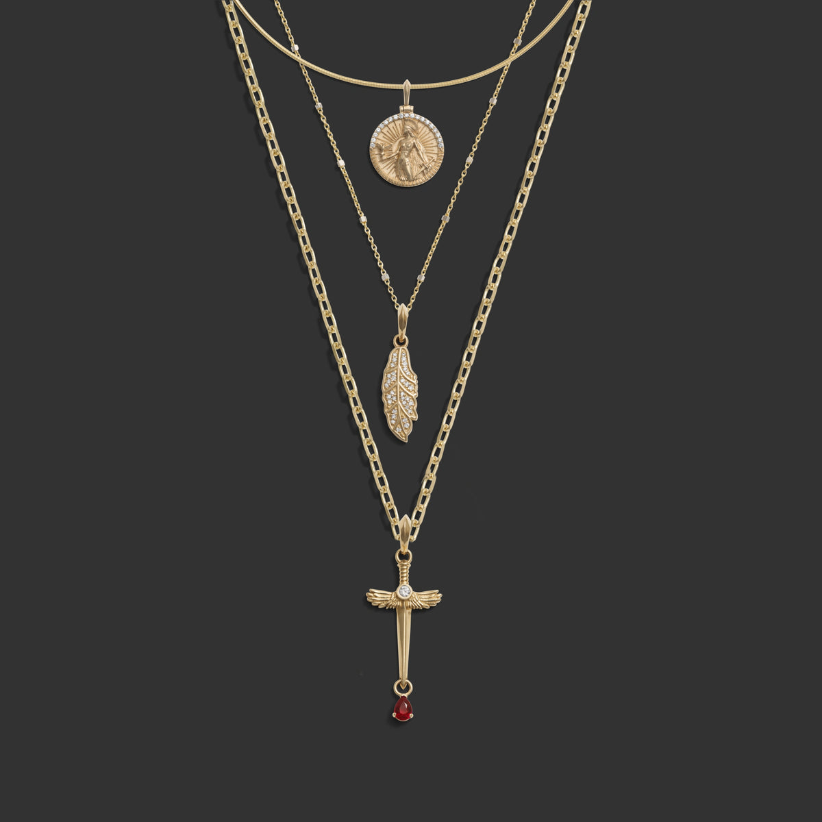 Awe Inspired Necklaces 14k Yellow Gold Athena SG Necklace Set