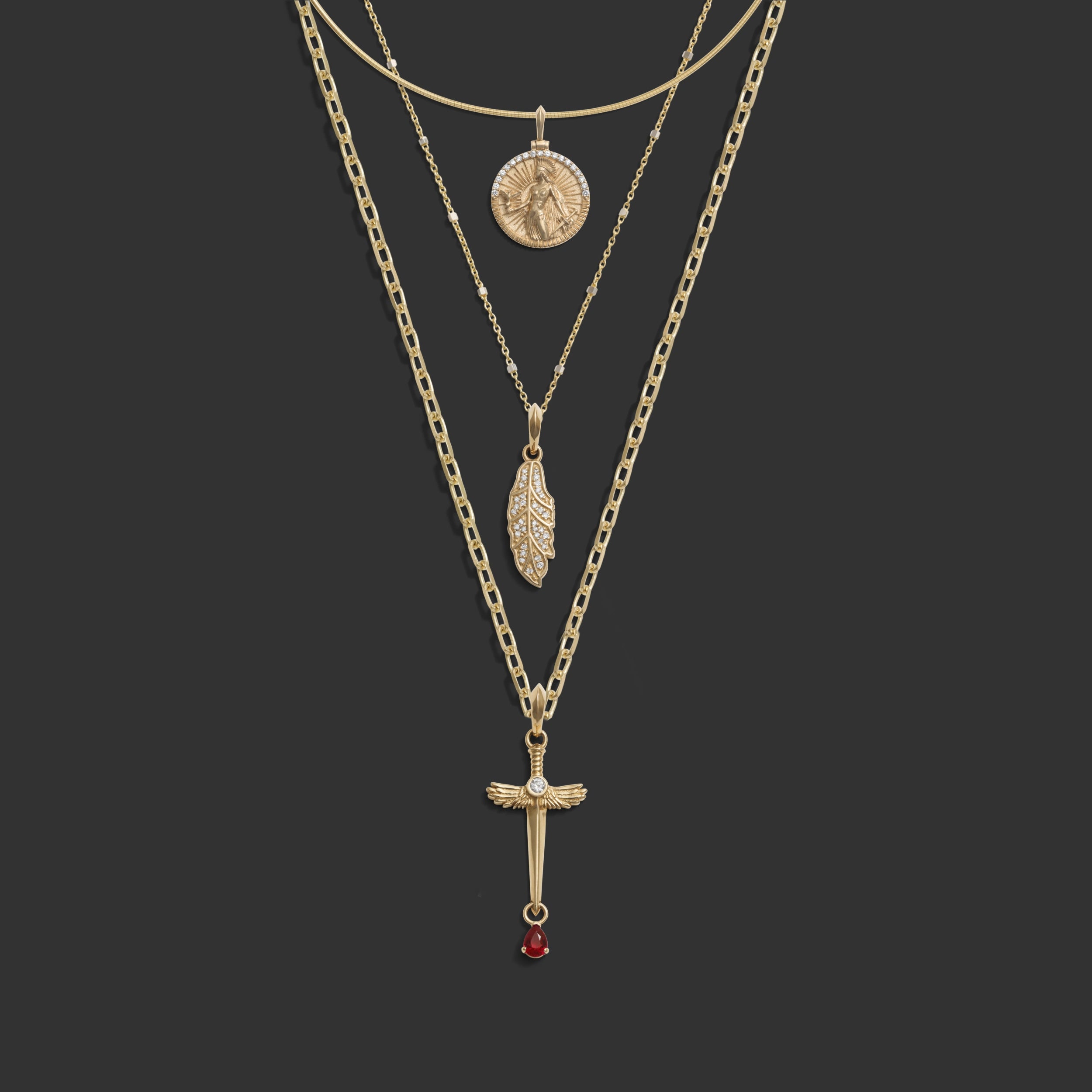 Awe Inspired Necklaces 14k Yellow Gold Athena SG Necklace Set