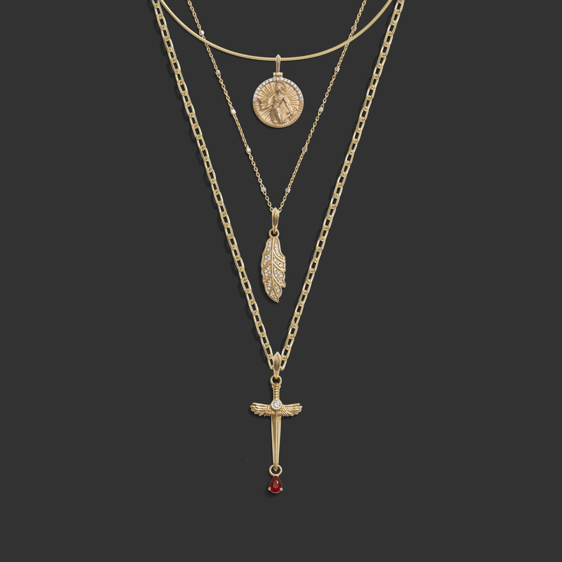 Awe Inspired Necklaces 14k Yellow Gold Athena SG Necklace Set