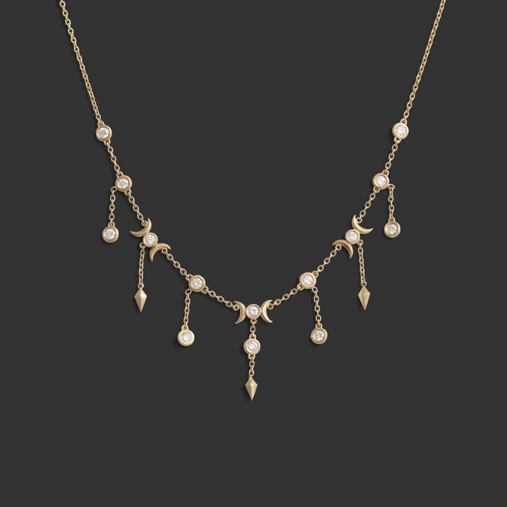 Awe Inspired Necklaces 14K Yellow Gold Diamond Celestial Necklace