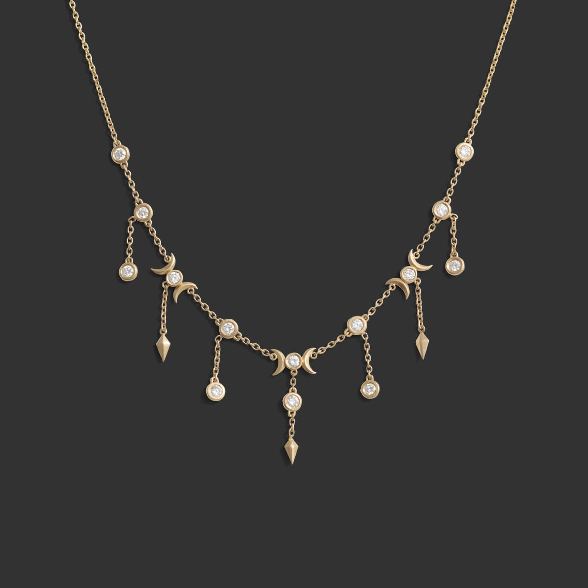 Awe Inspired Necklaces 14K Yellow Gold Diamond Celestial Necklace