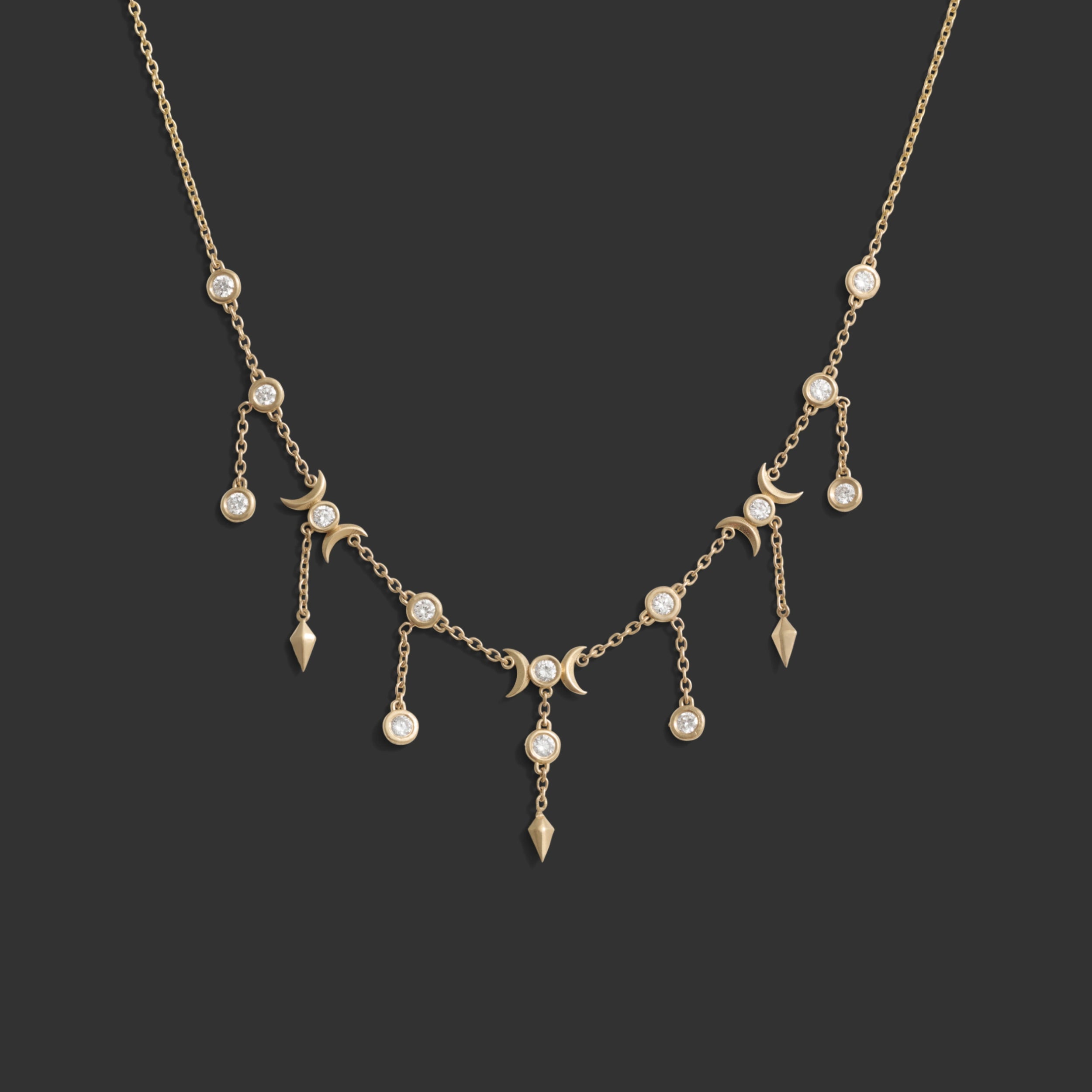 Awe Inspired Necklaces 14K Yellow Gold Diamond Celestial Necklace