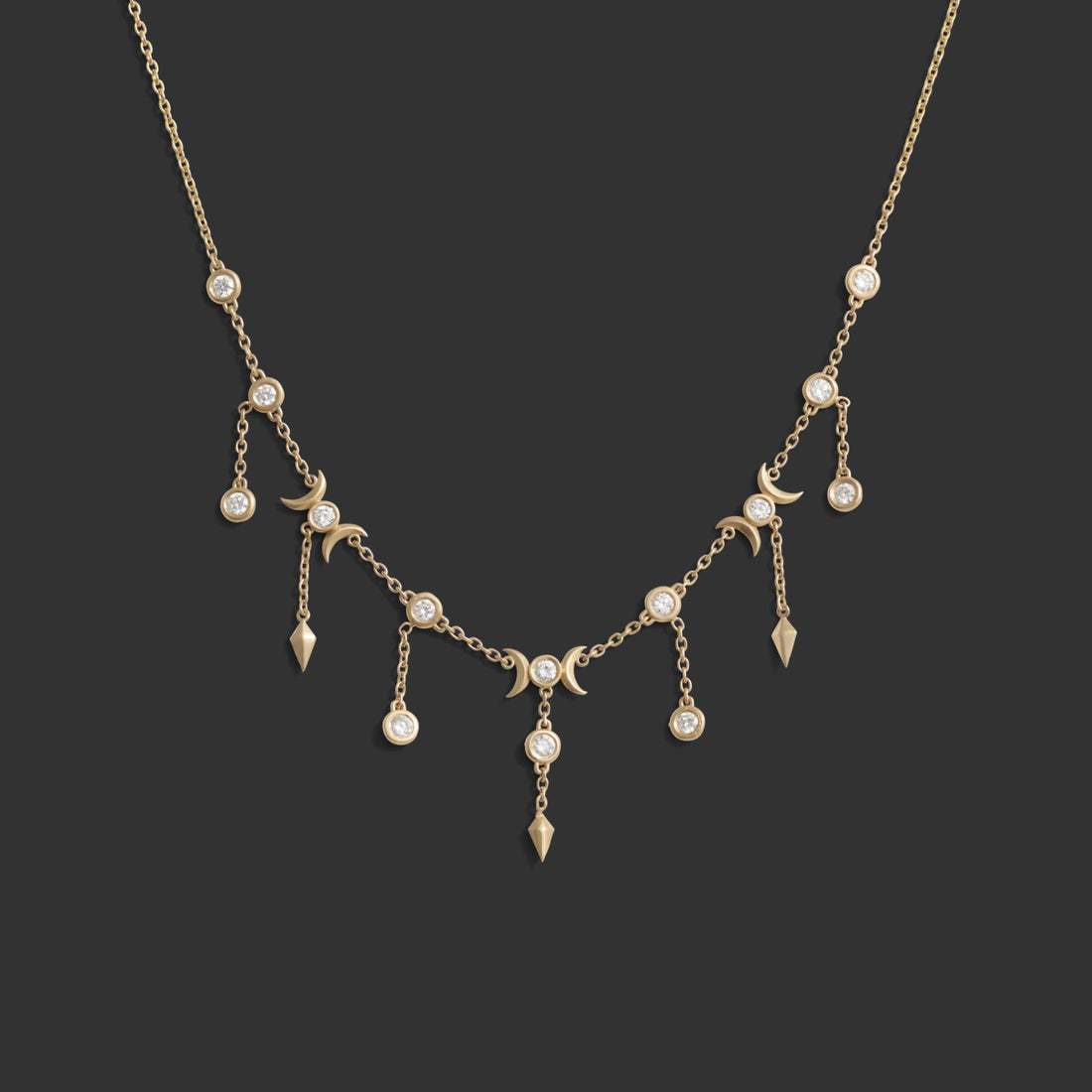 Awe Inspired Necklaces 14K Yellow Gold Diamond Celestial Necklace