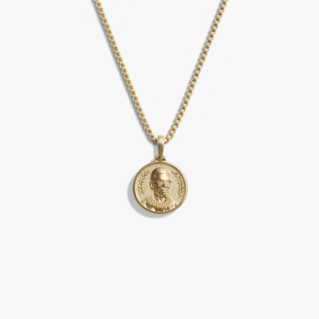 Awe Inspired Necklaces 14K Yellow Gold Vermeil / 16"-18" Box Chain / Mini Mini Ruth Bader Ginsburg Necklace