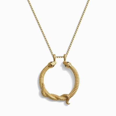 Awe Inspired Necklaces 14K Yellow Gold Vermeil / 16"-18" Box Chain Snake Goddess Halo Necklace