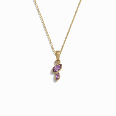 Awe Inspired Necklaces 14K Yellow Gold Vermeil / 16"-18" Cable Chain Double Marquise Amethyst Necklace