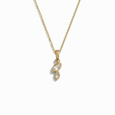 Awe Inspired Necklaces 14K Yellow Gold Vermeil / 16"-18" Cable Chain Double Marquise White Topaz Necklace