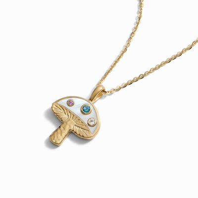 Awe Inspired Necklaces 14K Yellow Gold Vermeil / 16"-18" Cable Chain Magic Mushroom Necklace