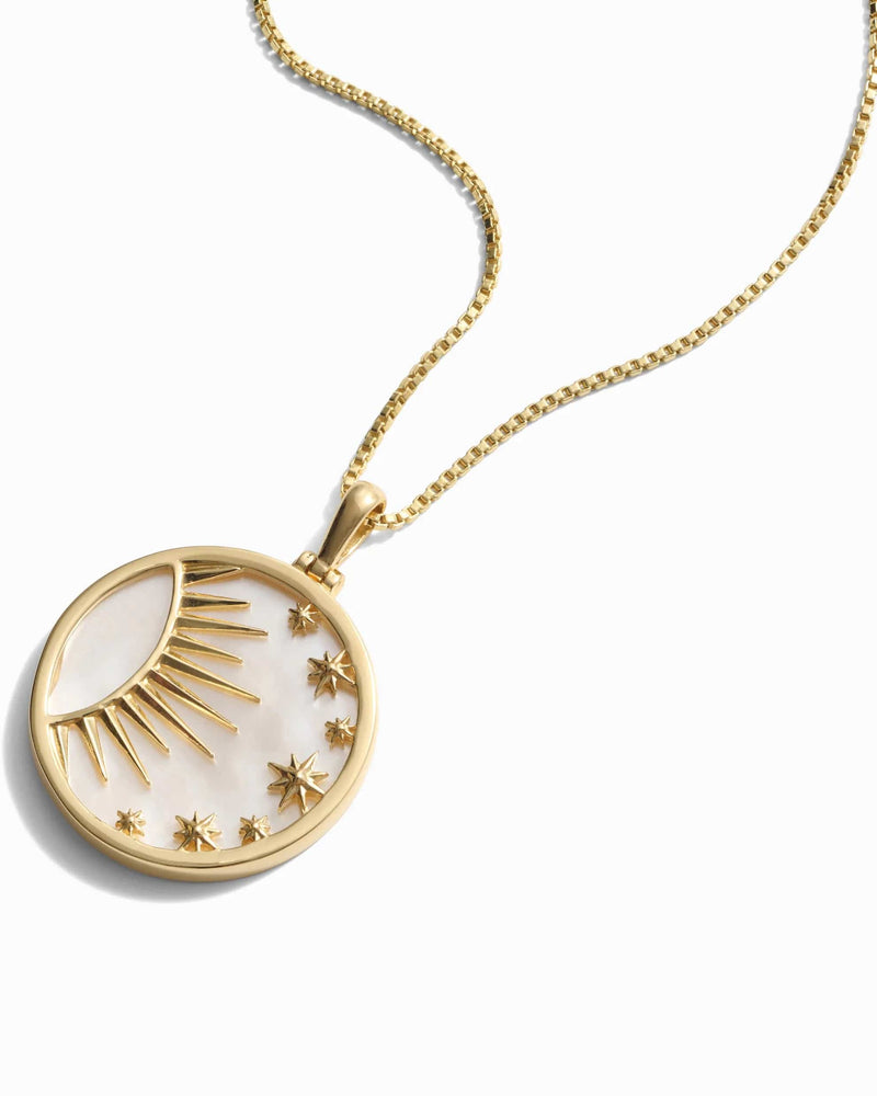 Awe Inspired Necklaces 14K Yellow Gold Vermeil / 16"-18" Celestial Mother of Pearl Necklace