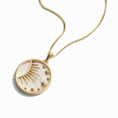 Awe Inspired Necklaces 14K Yellow Gold Vermeil / 16"-18" Celestial Mother of Pearl Necklace