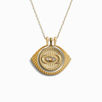 Awe Inspired Necklaces 14K Yellow Gold Vermeil / 16"-18" Cosmic Eye Halo Necklace