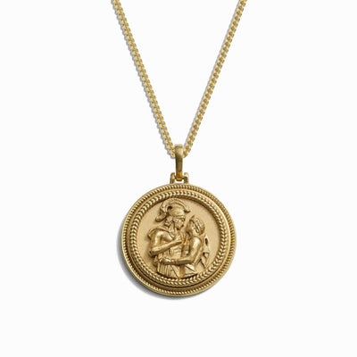 Awe Inspired Necklaces 14K Yellow Gold Vermeil / 16"-18" Cuban Chain Achilles + Patroclus Necklace