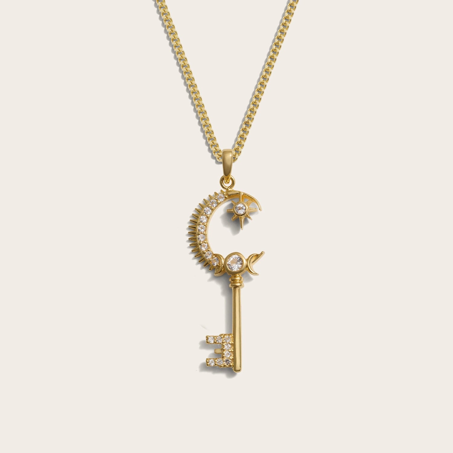 Awe Inspired Necklaces 14K Yellow Gold Vermeil / 16-18" Cuban Men's Gate of Heaven Key Necklace