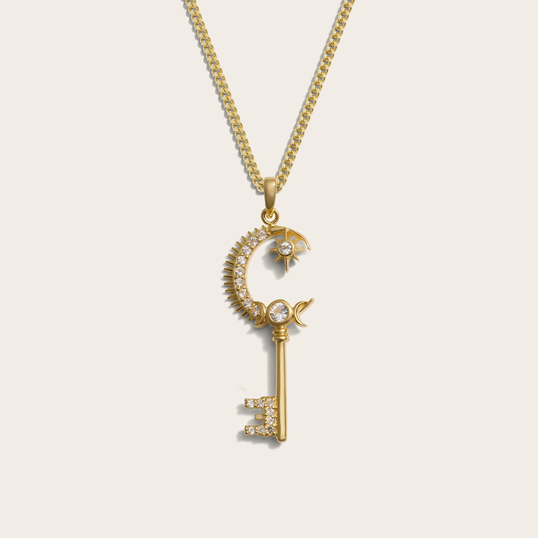 Awe Inspired Necklaces 14K Yellow Gold Vermeil / 16-18" Cuban Men's Gate of Heaven Key Necklace