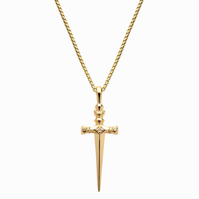 Awe Inspired Necklaces 14K Yellow Gold Vermeil / 16"-18" Diamond Sword Necklace