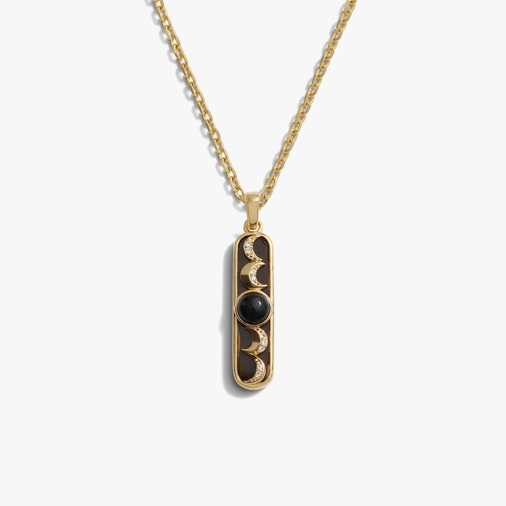 Awe Inspired Necklaces 14K Yellow Gold Vermeil / 16-18" French Cable Men's Moon Phase Necklace