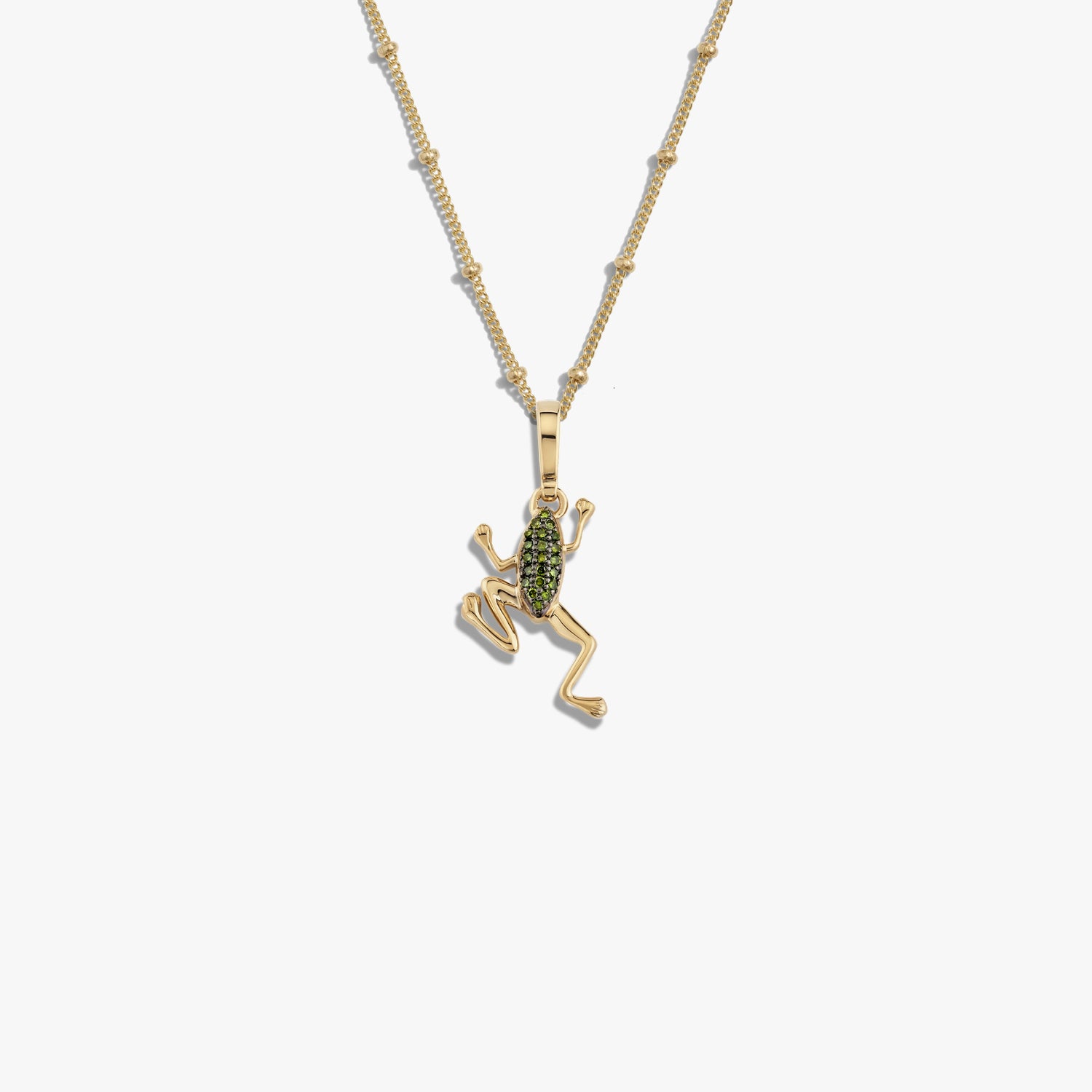 Awe Inspired Necklaces 14K Yellow Gold Vermeil / 16-18" Green Diamond Frog Necklace