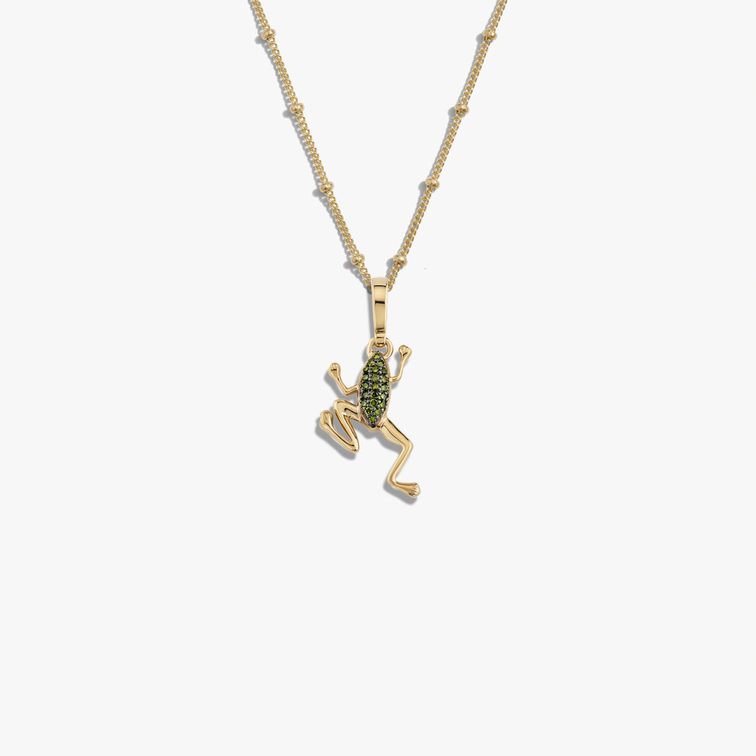Awe Inspired Necklaces 14K Yellow Gold Vermeil / 16-18" Green Diamond Frog Necklace
