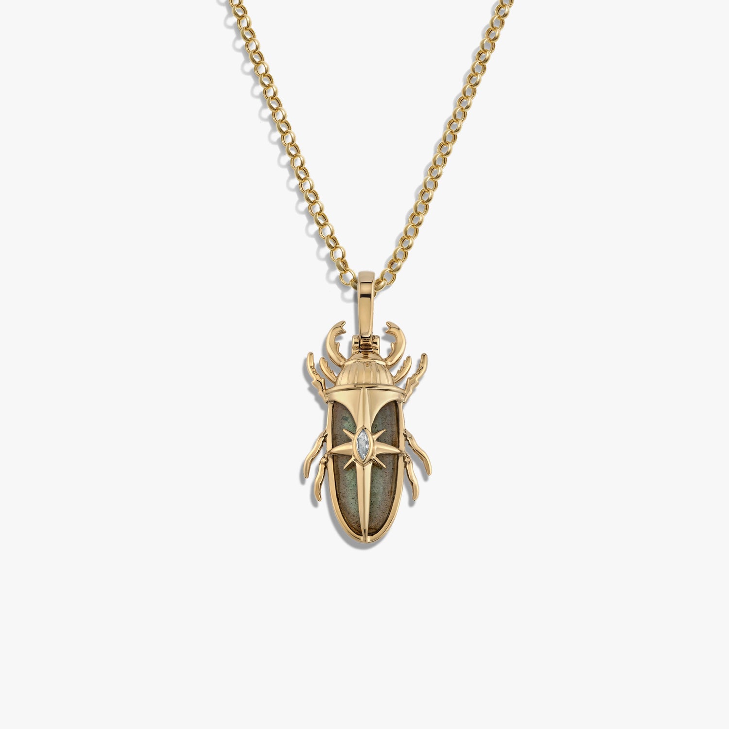 Awe Inspired Necklaces 14K Yellow Gold Vermeil / 16-18" Labradorite Beetle Necklace