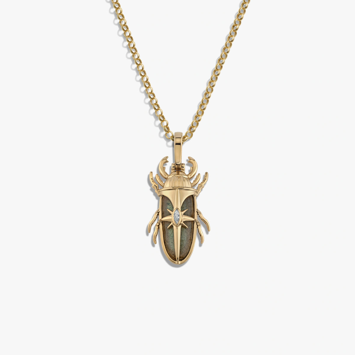 Awe Inspired Necklaces 14K Yellow Gold Vermeil / 16-18" Labradorite Beetle Necklace