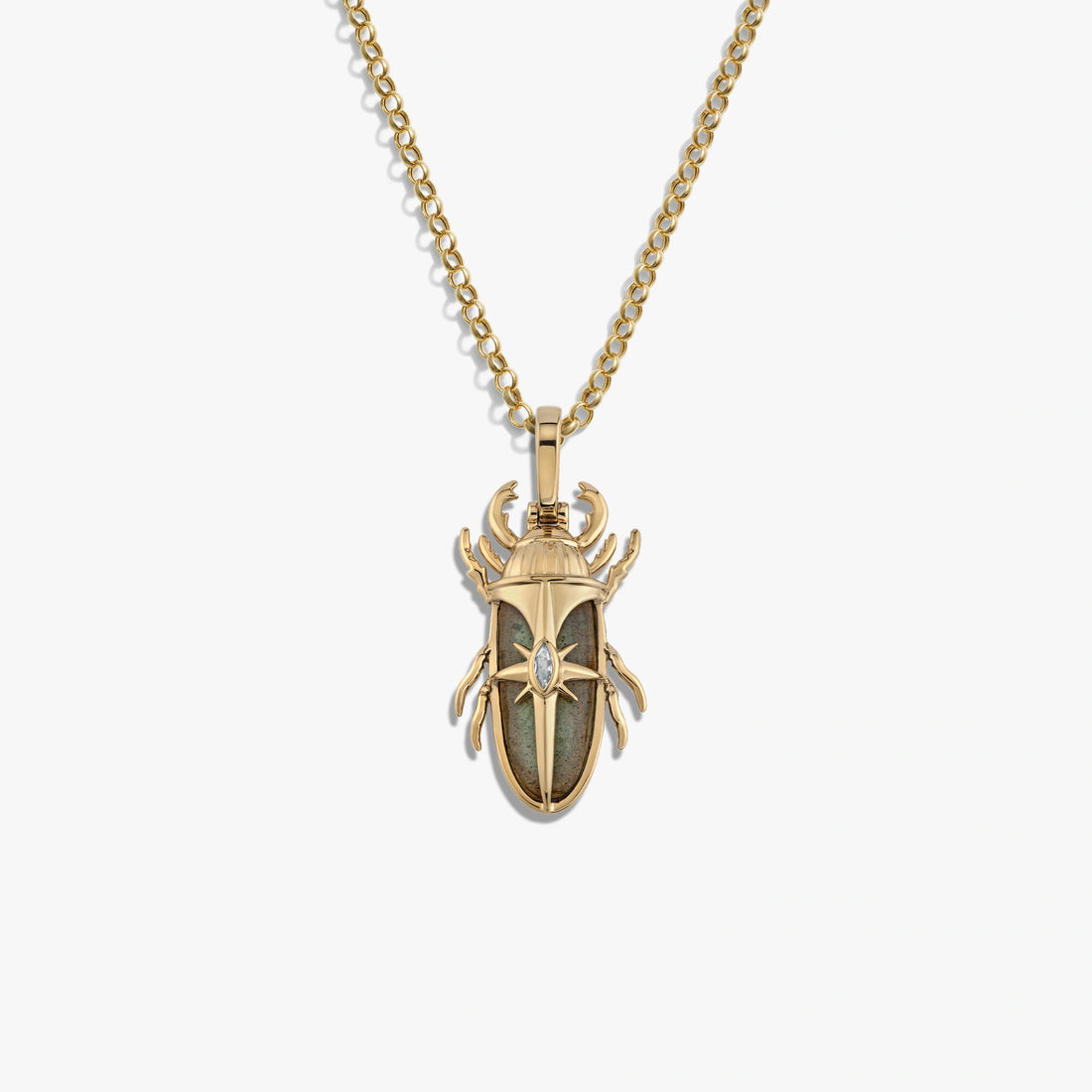 Awe Inspired Necklaces 14K Yellow Gold Vermeil / 16-18" Labradorite Beetle Necklace