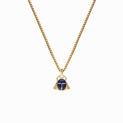 Awe Inspired Necklaces 14K Yellow Gold Vermeil / 16"-18" Lapis Lazuli Scarab Necklace