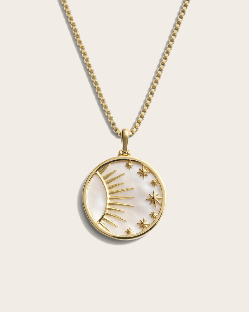 Awe Inspired Necklaces 14K Yellow Gold Vermeil / 16"-18" / Large Celestial Mother of Pearl Necklace