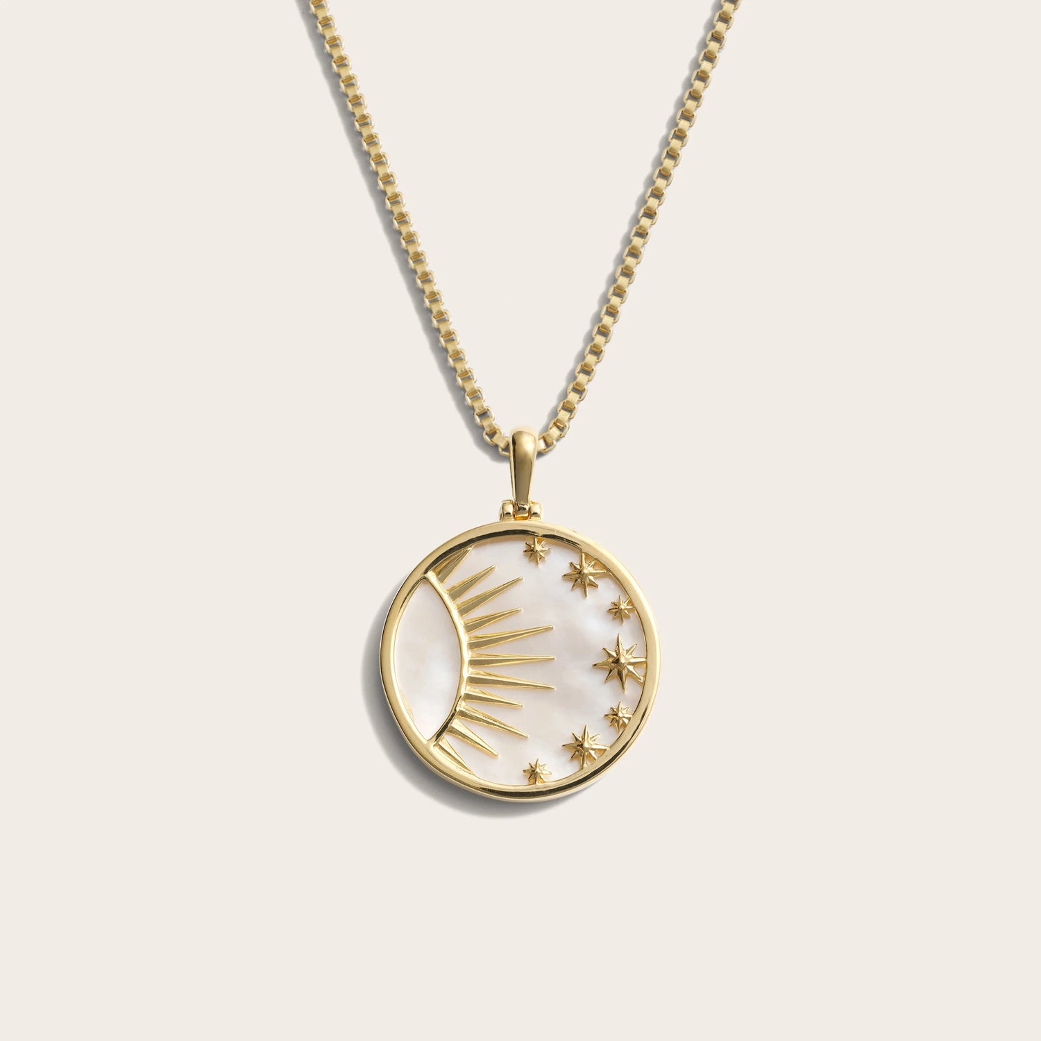 Awe Inspired Necklaces 14K Yellow Gold Vermeil / 16"-18" / Large Celestial Mother of Pearl Necklace