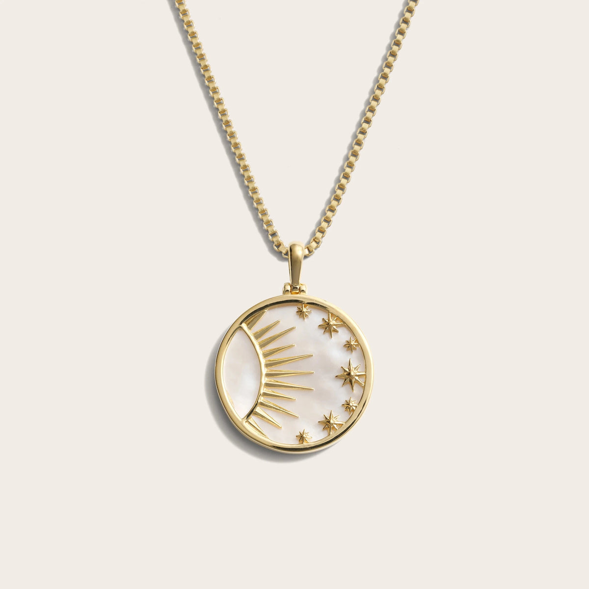 Awe Inspired Necklaces 14K Yellow Gold Vermeil / 16"-18" / Large Celestial Mother of Pearl Necklace