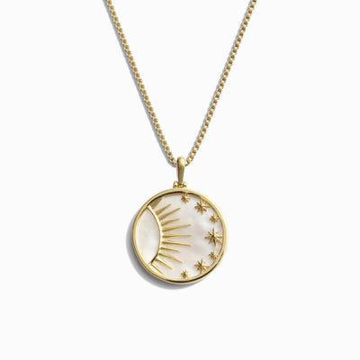 Awe Inspired Necklaces 14K Yellow Gold Vermeil / 16"-18" / Large Celestial Mother of Pearl Necklace