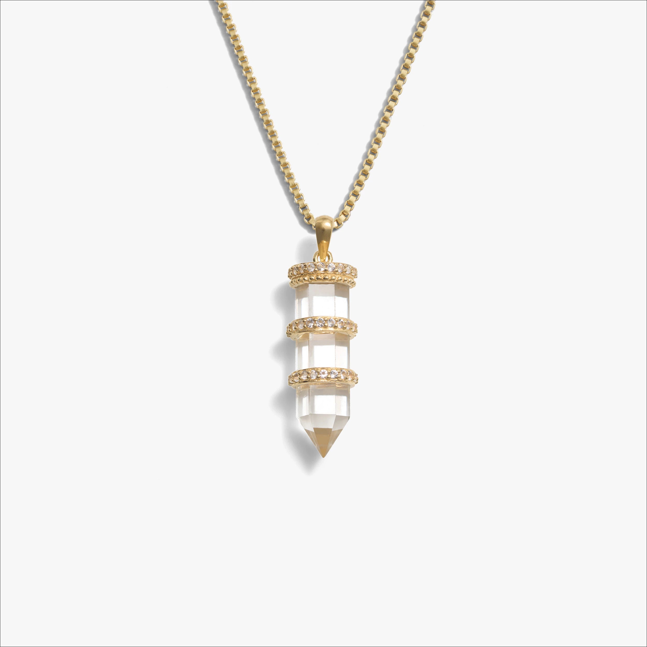 Awe Inspired Necklaces 14K Yellow Gold Vermeil / 16"-18 / Large Manifestation Crystal Necklace