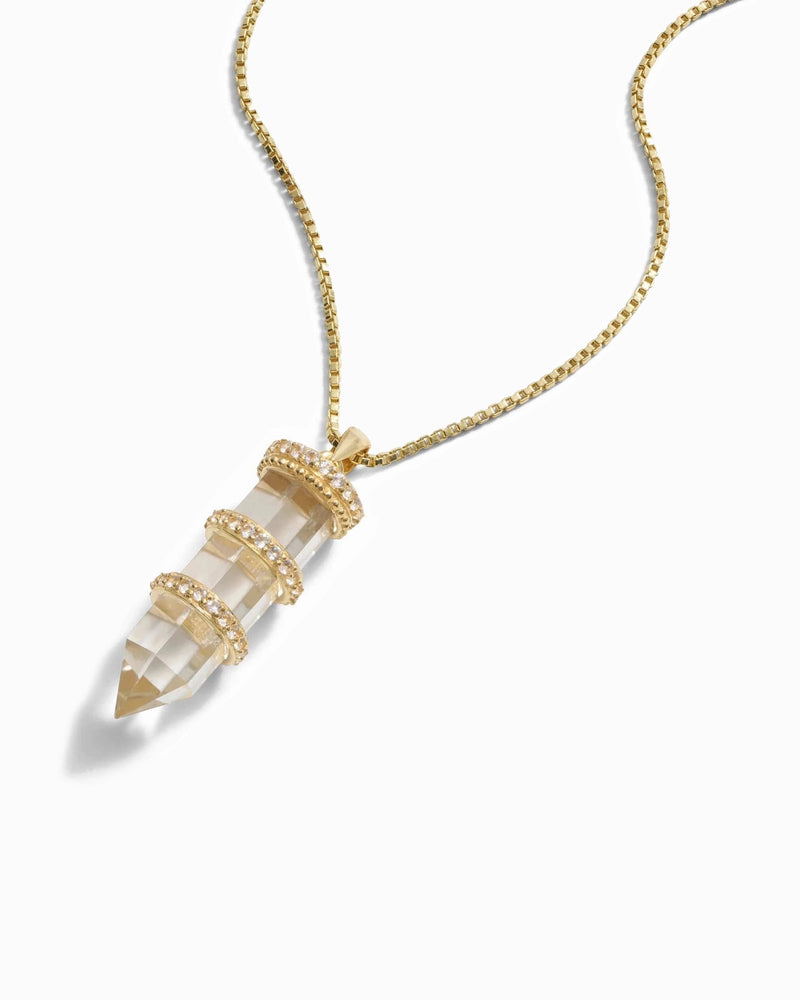 Awe Inspired Necklaces 14K Yellow Gold Vermeil / 16"-18 / Large Manifestation Crystal Necklace