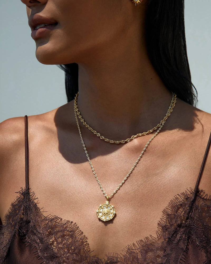 Awe Inspired Necklaces 14K Yellow Gold Vermeil / 16-18" Mariner Sun Necklace Set