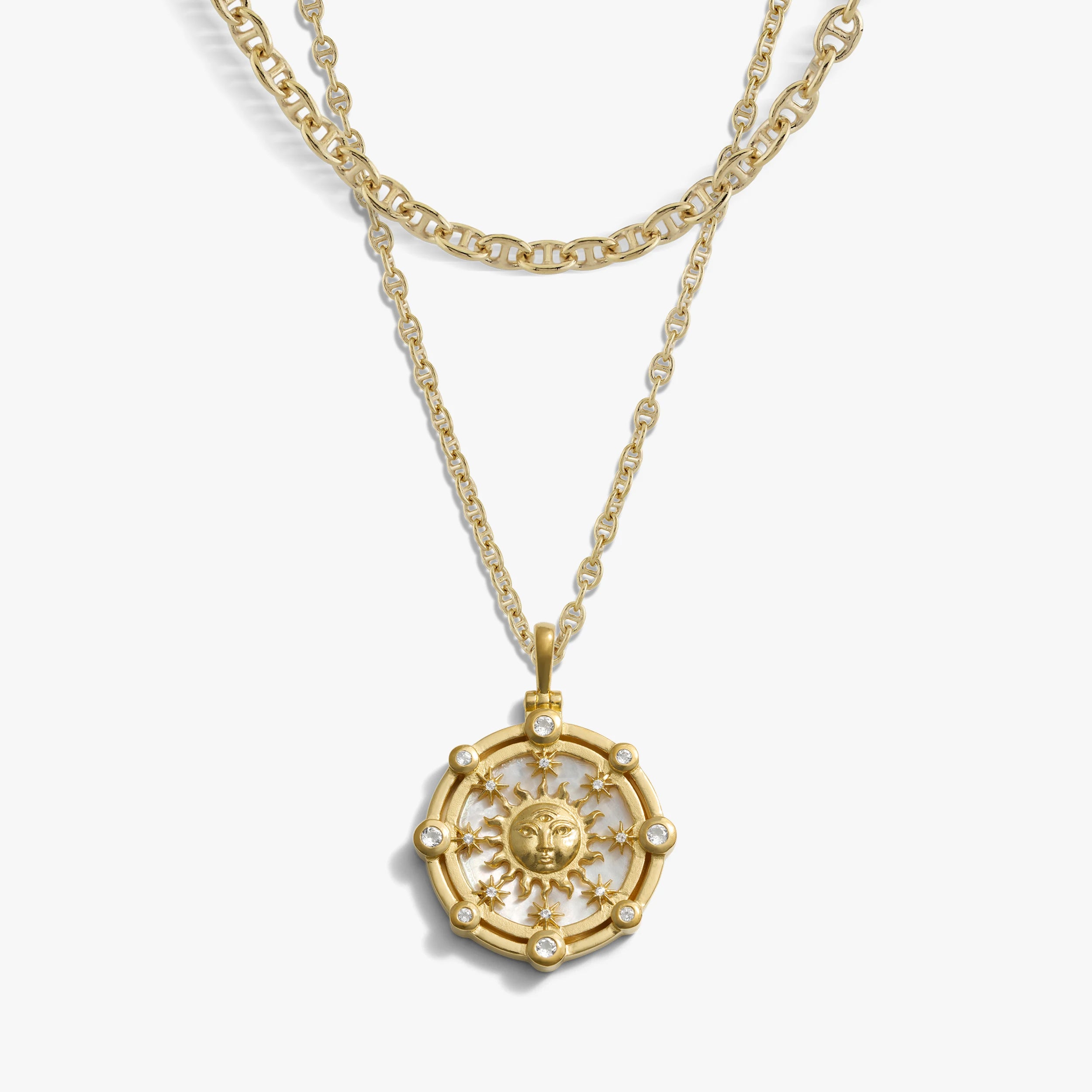 Awe Inspired Necklaces 14K Yellow Gold Vermeil / 16-18" Mariner Sun Necklace Set