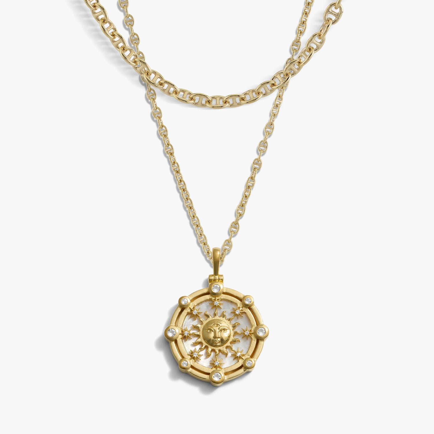 Awe Inspired Necklaces 14K Yellow Gold Vermeil / 16-18" Mariner Sun Necklace Set