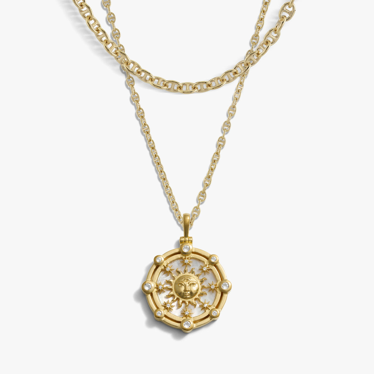Awe Inspired Necklaces 14K Yellow Gold Vermeil / 16-18" Mariner Sun Necklace Set