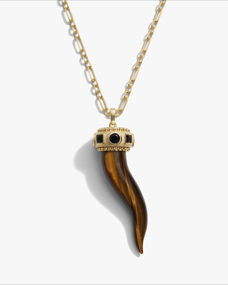 Awe Inspired Necklaces 14K Yellow Gold Vermeil / 16-18" Mini Luxe Chain Tiger's Eye Horn Necklace